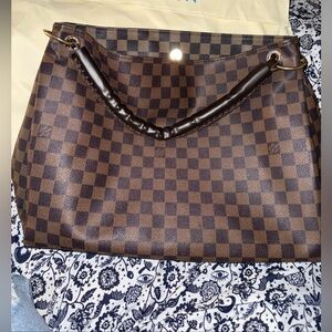 Dark Brown Checkered Shoulder Bag